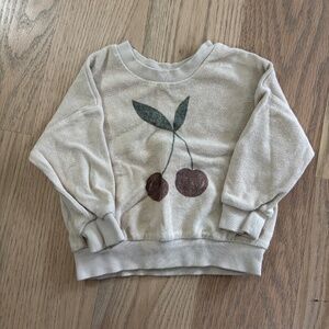 Rylee + Cru Terrycloth Cherry Sweatshirt 6-12M GUC